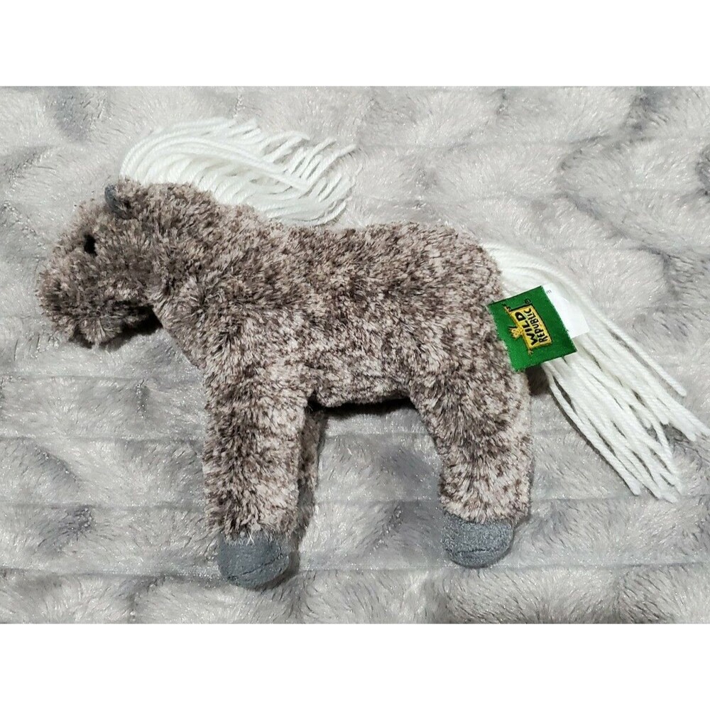 Wild Republic Gray Realistic Horse Pony Plush Stuffed Toy Yarn Mane Tail 7"